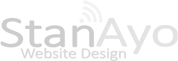 StaniAyo Website Design logo with a wireless signal icon above the text