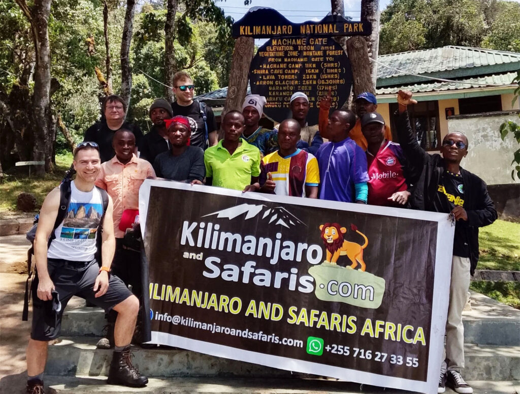 Machame route with Climb Kilimanjaro and Tanzania Safaris our Team by Pavel and his friend