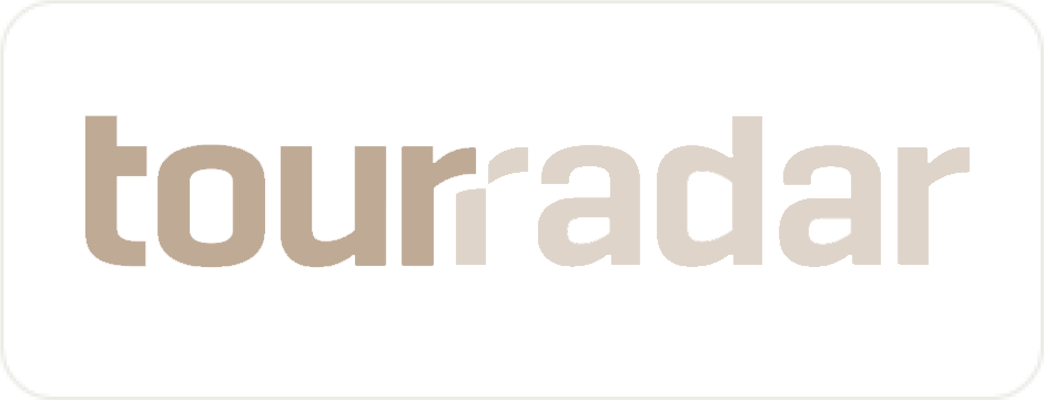 TourRadar wordmark/logo in beige on white background